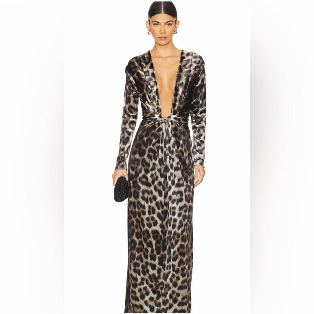 Leslie Amon Amanda maxi dress velvet - Leopard size XS